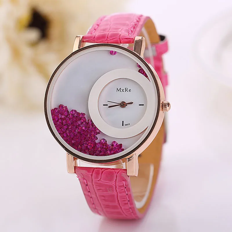 Модные роскошные женские кварцевые наручные часы из искусственной кожи, стразы, браслет для девушек