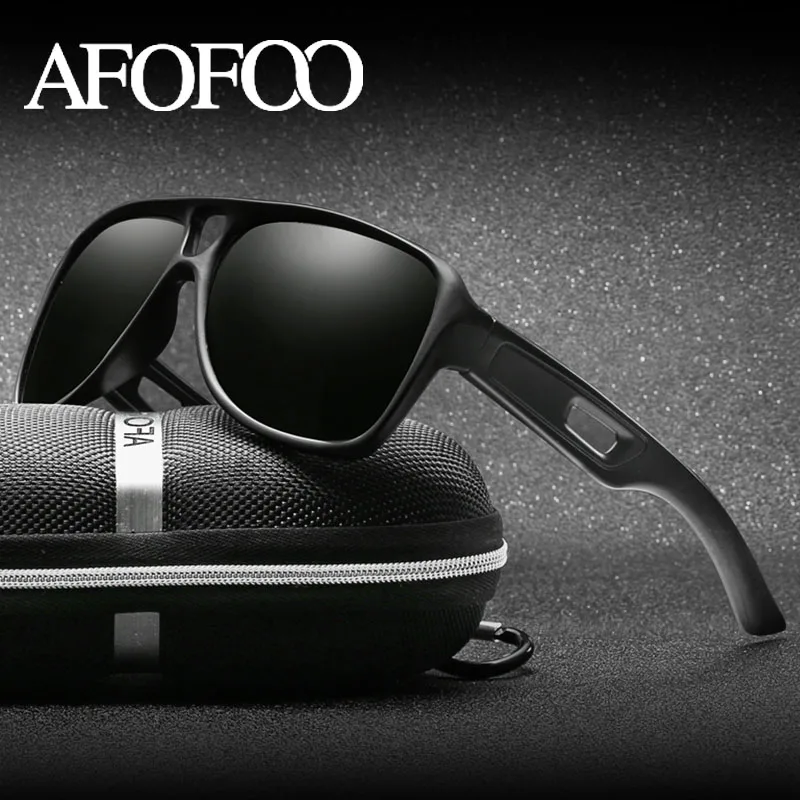AFOFOO Для мужчин поляризованных солнцезащитных очков марки дизайн Для мужчин вождения солнцезащитные очки ночного видения для мужской очки