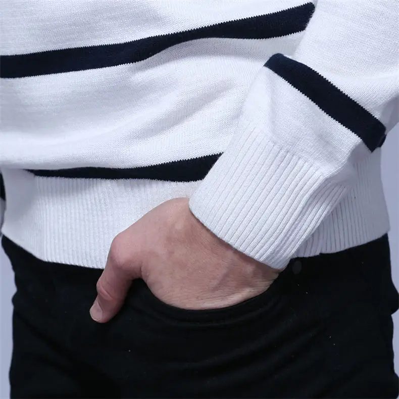 3Colors Muls Brand Polo Striped Sweater Men Pullover Winter Cotton Knitted Half Zipper Sweater Male Jumper Autumn Top Size M-3XL-06