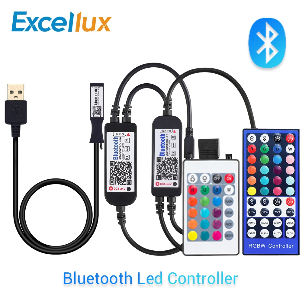 

DC5-24V RGB RGBW LED Bluetooth Controller 24 Keys 40 Keys IR Remote Control / APP Control For RGB / RGBW / RGBWW LED Strip Light