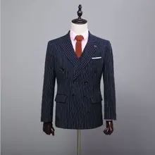 Дизайн полосатый костюм самые последние модели брюк для костюма жениха смокинги женихов Для мужчин Нарядные Костюмы Для Свадьбы Жених(куртка+ брюки+ жилет+ галстук