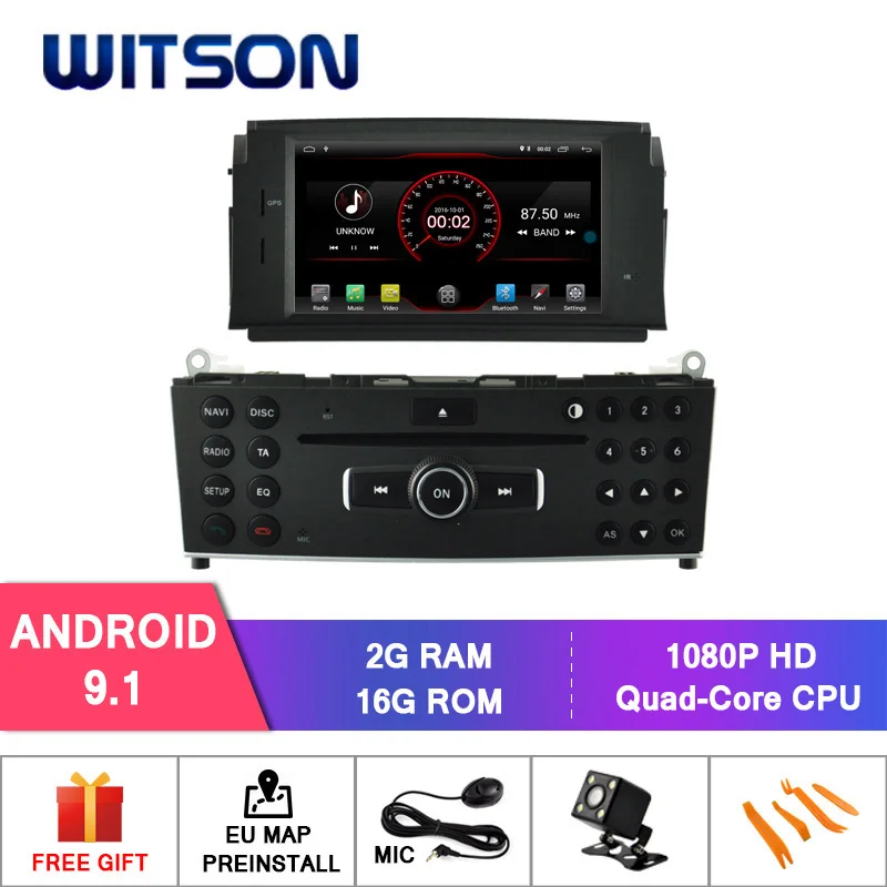 DE со! WITSON Android 9,0 автомобильный DVD для MERCEDES-BENZ C CLASS W204 2007-2011 4GB ram+ 64GB FLASH 8 Octa Core+ DVR/wifi+ DSP+ DAB - Цвет: AC8227L Android 9.1