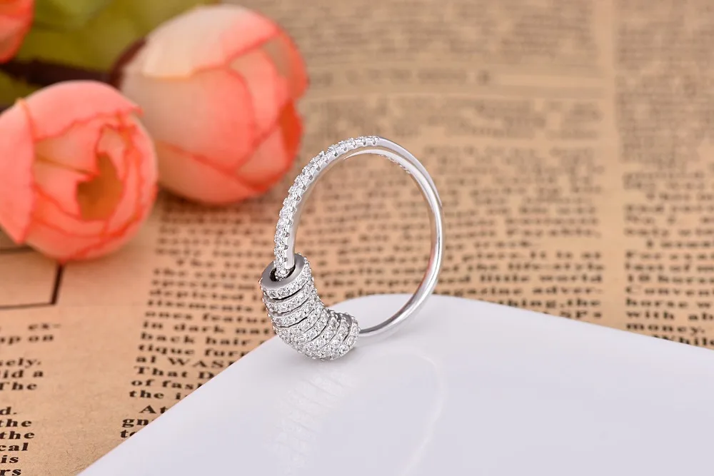 Обручальное кольцо золотистого и серебристого цвета с подвижным маленьким круговым AAA цирконием для ногтей, Женские Ювелирные изделия ZK40