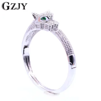 

GZJY High Quality Fashion Jewelry White Gold Color Tiger AAA Zircon Bracelet Bangle For Women Wedding Gift Pulseira