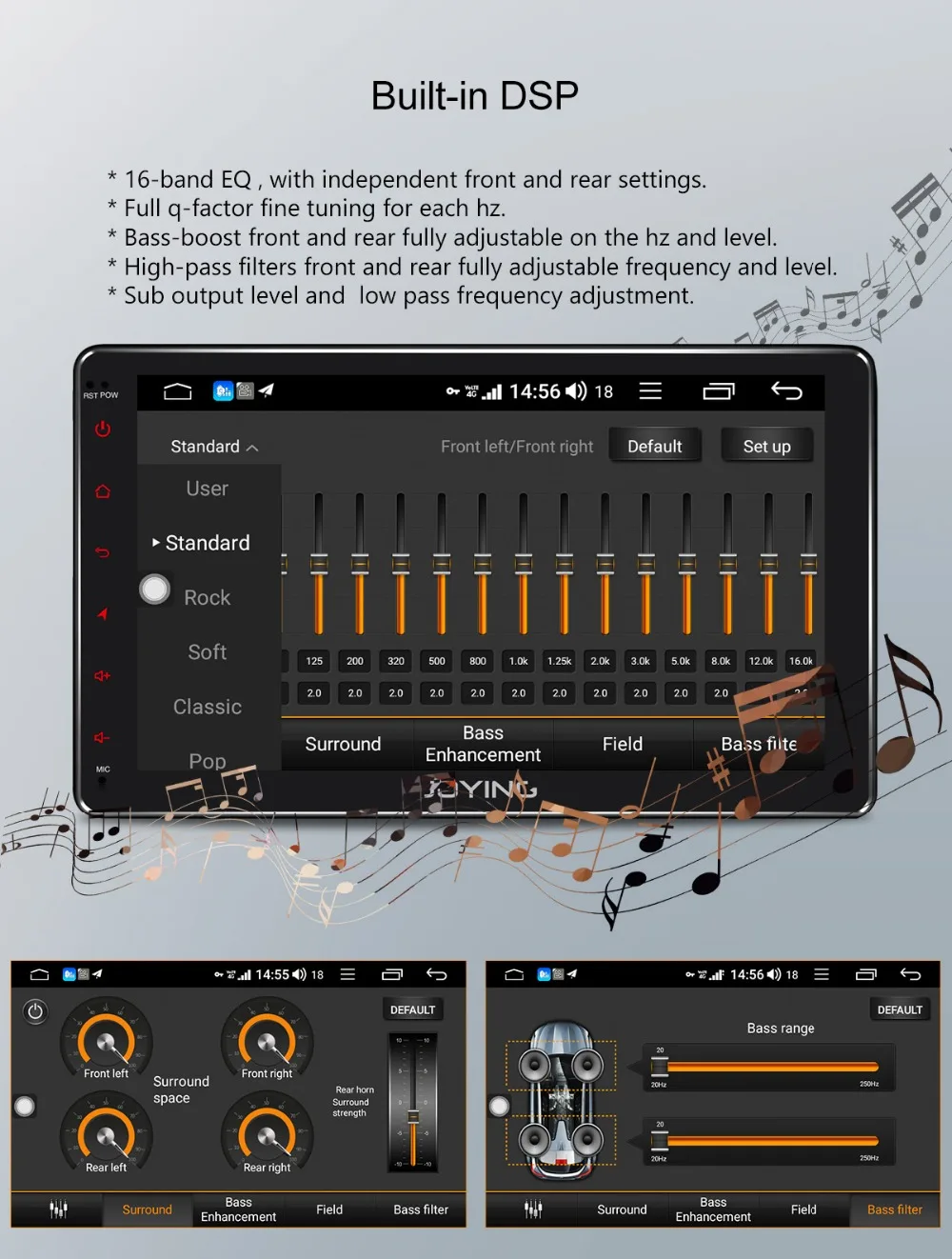 Perfect JOYING Android 8.1 2 din car radio player with DSP 4GB+64GB GPS 10.1" IPS universal head unitGPS SWC HD BT built in 4G autradio 14