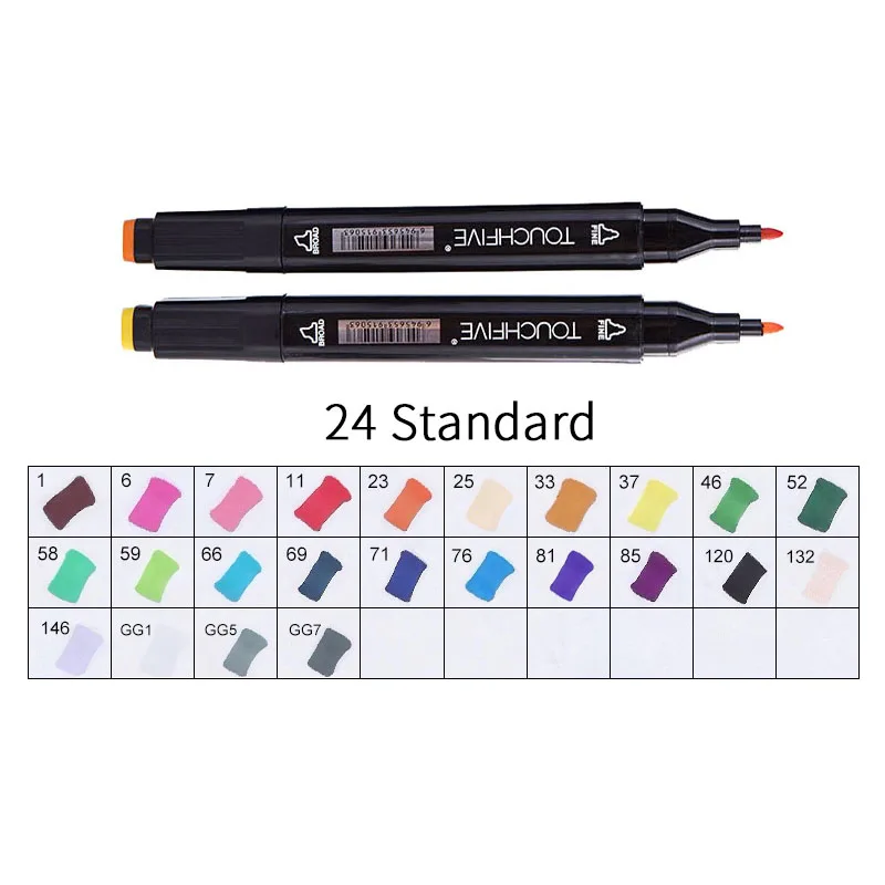TOUCHFIVE 24 цвета набор маркеров для живописи двойная головка эскиз маркеры Кисть ручка для рисования манга анимация дизайн художественные принадлежности - Цвет: Бургундия