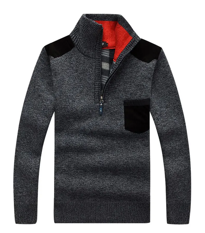 7Colors Muls Fleece Sweater Men Winter Heavy Knitted 1 4 zipper sweater Thick Male Quarter Sweater Jumper Autumn USA Size M-3XL-02