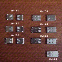 10PCS/PACK USB 2.0 jack A Type USB Connector Female Socket Straight Feet 180degree DIP (H=13.0/13.7/15/17.5/19.5/20.5mm)