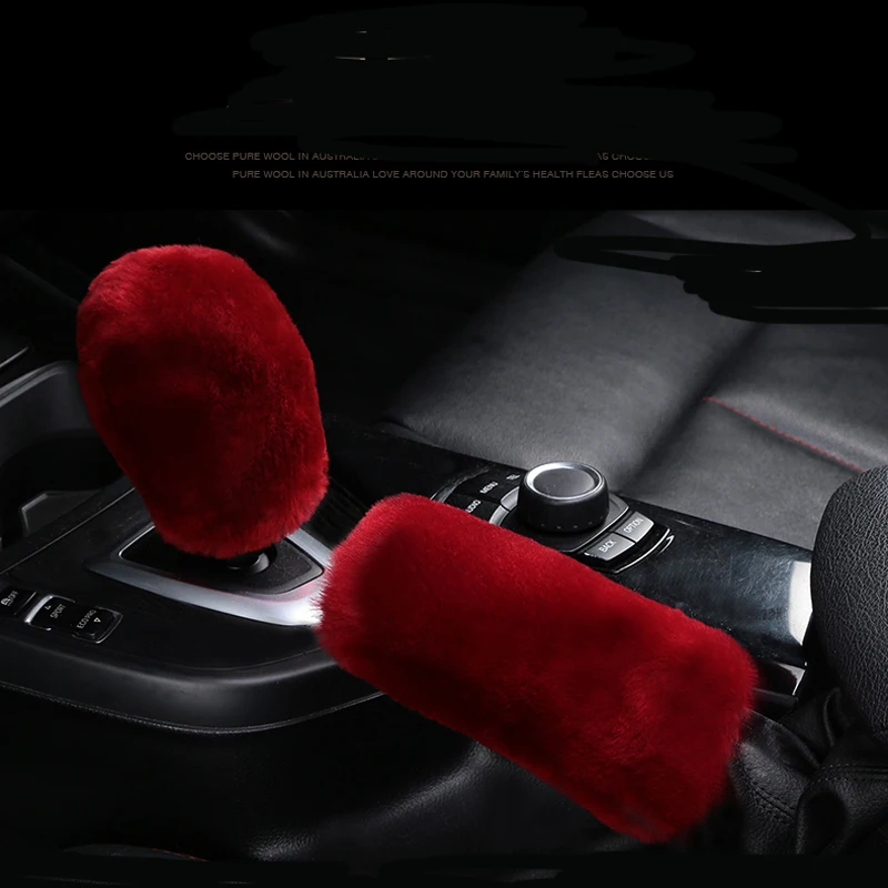 2 piece car handbrake gloves soft plush cover winter warm universal for Peugeot 206 207 208 301 307 308 407 2008 3008 4008