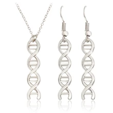 Hot DNA Strand Pendant Necklaces Drop Earrings Simple Rose Gold Silver Science Chemistry Jewelry Set For Women Men