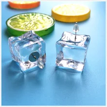 Новые модные серьги-гвоздики ручной работы с объемными кубиками льда простые прозрачные летние модные крутые серьги-гвоздики для женщин и девочек Забавные подарки