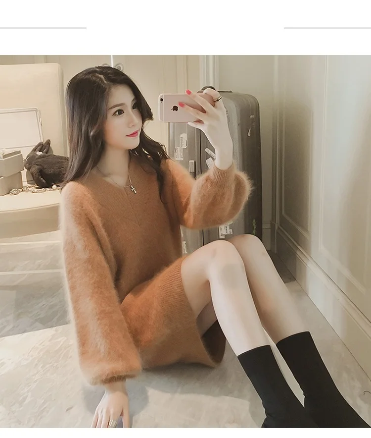 Luxury clothes Sweaters fashion women korean style Dress knitting for womens warm sweaters Shaggy coat Knitted pullover B3963