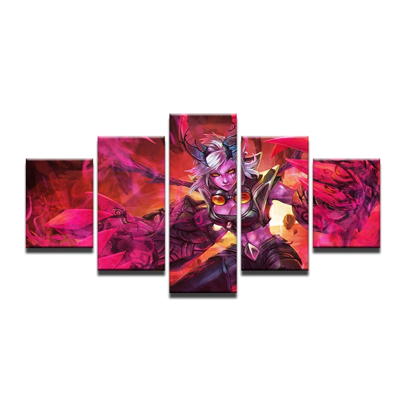 

5 Panel LOL League of Legends The Piltover Enforcer Vi Game Canvas Print Painting For Living Wall Art Home Decor Picture Poster