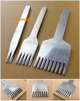 

3pcs 3.38mm 2+5+9 prong European Style Leather Craft Sewing Stitching Pro-line Lacing Chisel Pricking Iron Punch Tool Kit Set