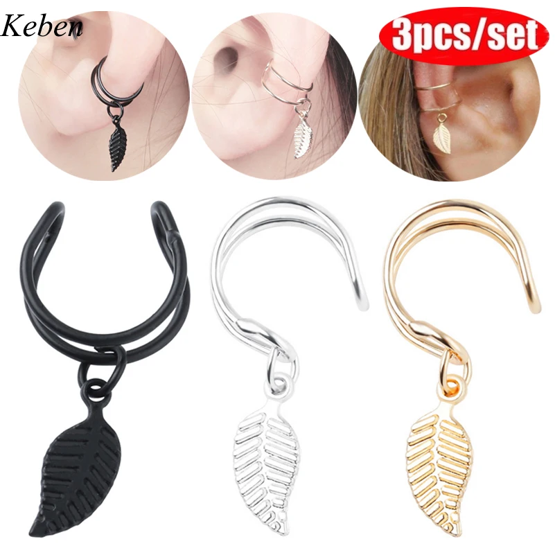 Starbeauty-2pcs-lot-Carved-Leaf-Nonpierced-Helix-Piercing-Tragus-Piercing-Fake-Piercing-Ear-Cuff-Clip-on