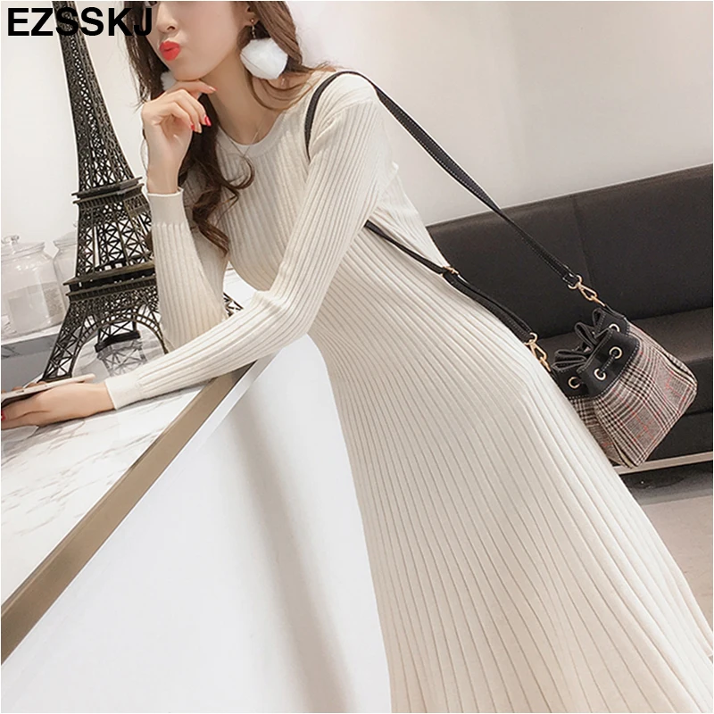 Chic-Women-Sweater-Dress-2018-Fall-Winter-Long-Slim-Dresses-Casual-Solid-Pull-Femme-Elastic-Ribbed (1) 
