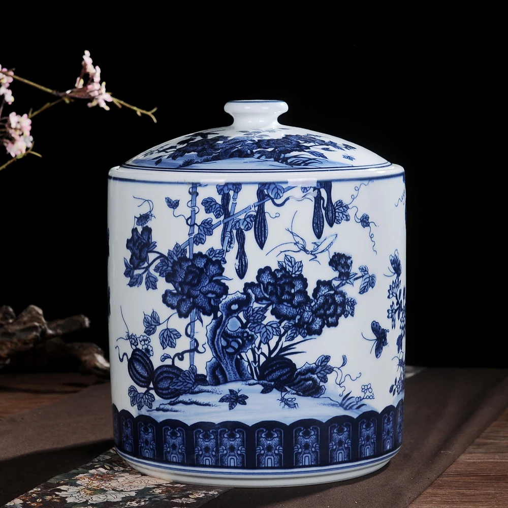 Chinese Jingdezhen temple jar vase ceramic porcelain ginger jar wedding gift antique jar pot blue and white (6)