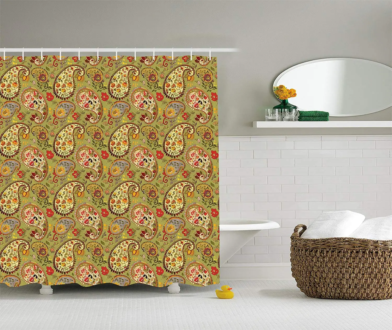 Us 14 81 41 Off Paisley Decor Shower Curtain Set Eastern Oriental Persian Textile Pattern Bathroom Accessories Customize The Size You Need In