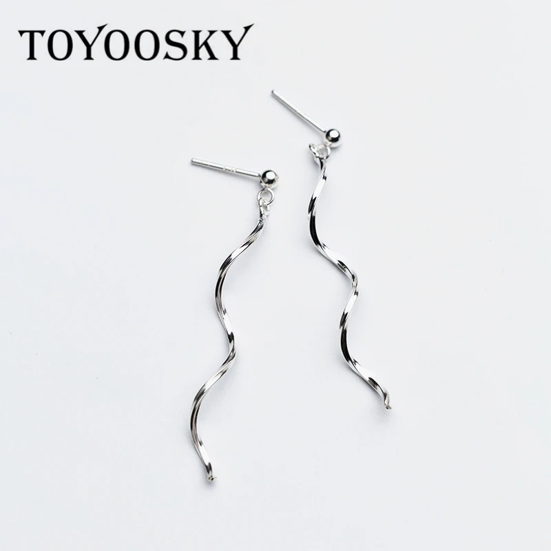 

Simple Design 925 Sterling Silver Wave Shape Drop Earrings For Party And Wedding Best Gift For Love Temperament Jewelry
