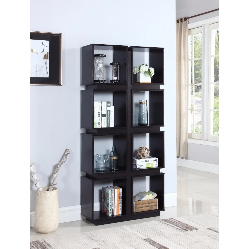 Contemporary Geometrically Designed Bookcase, Brown