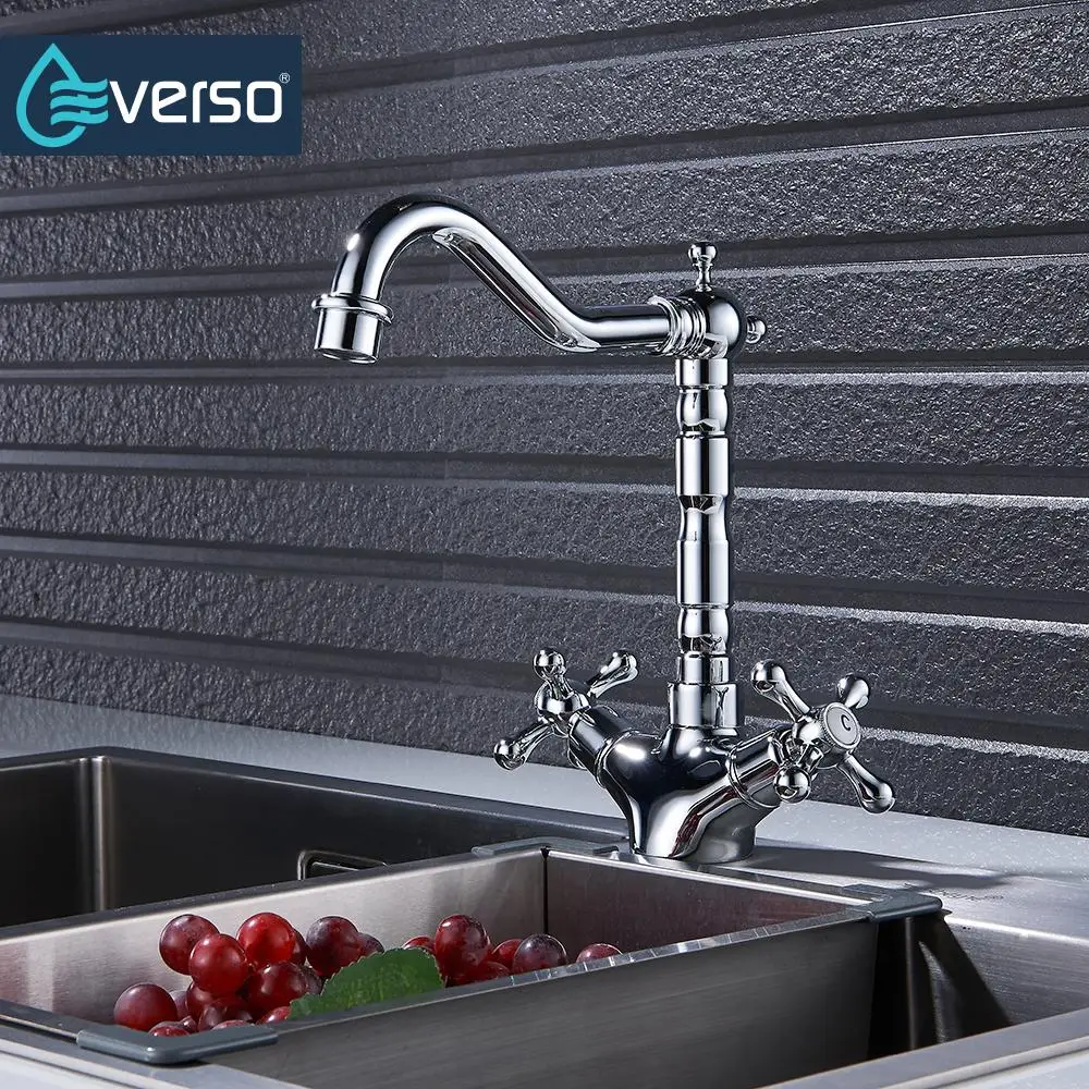 

EVERSO Brass 360 Swivel Kitchen Faucet Sink Mixer Tap Black Kitchen Taps Single Handle Torneira De Cozinha