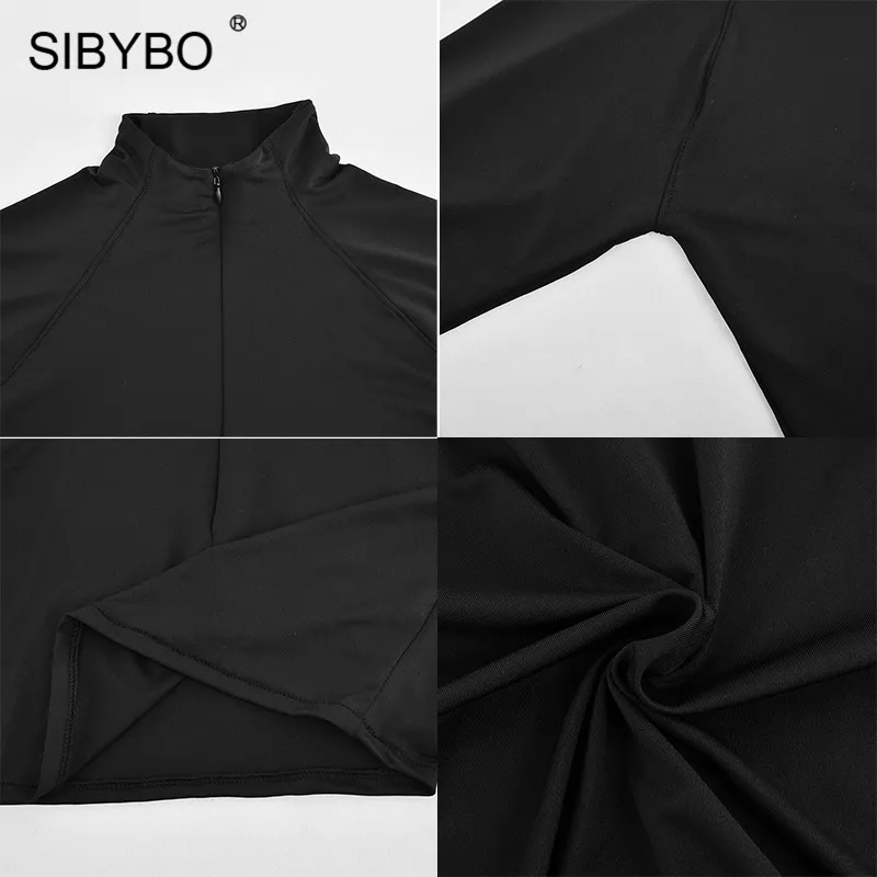 Женский спортивный костюм Sibybo повседневный короткий топ на молнии с длинным