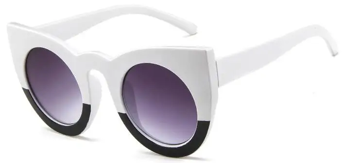Женские Ретро 1960s большие солнцезащитные очки кошачий глаз Роскошные брендовые дизайнерские женские винтажные Ретро женские черные солнцезащитные очки UV400 - Цвет линз: C1 white black gray
