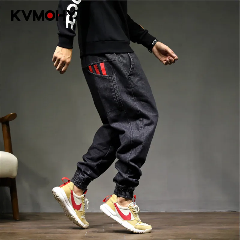 Jeans Men Baggy Denim Harem Pants Male Loose Crotch Jeans Hip Hop Street Drawstring Trousers Plus Size Joggers Streetwear