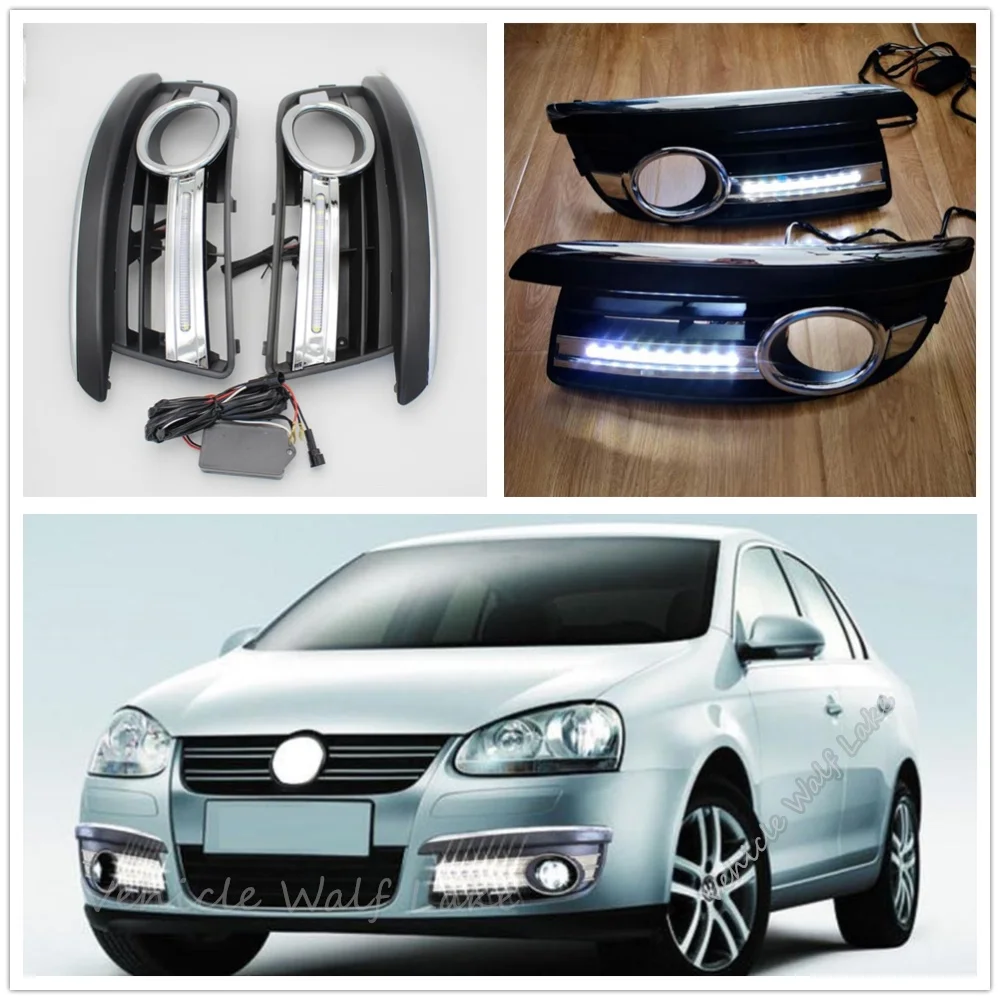 

For VW Jetta 5 A5 Mk5 2006 2007 2008 2008 2010 2011 Front Fog Lamp Covers Bezel Led DRL Daytime Running Lights With Wire Harness