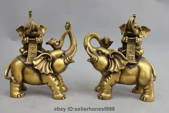 

China Pure Copper Brass Fengshui Ruyi Yuan Bao Attract Wealth Elephant Pair 5.19