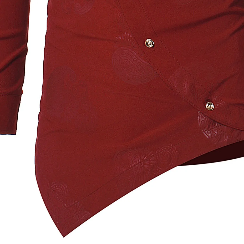 Новое поступление мужские рубашки мужские весенние Irraguler Slim Fit с длинным рукавом печатные мышцы футболки Топ Блузка camisa masculina#3