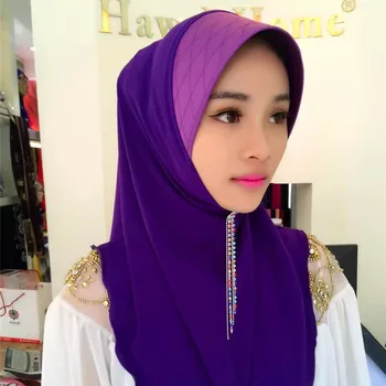 

Women's Muslim silk brim Solid Jersey Headscarf Instant Hijab Ready to Wear Hijab turban