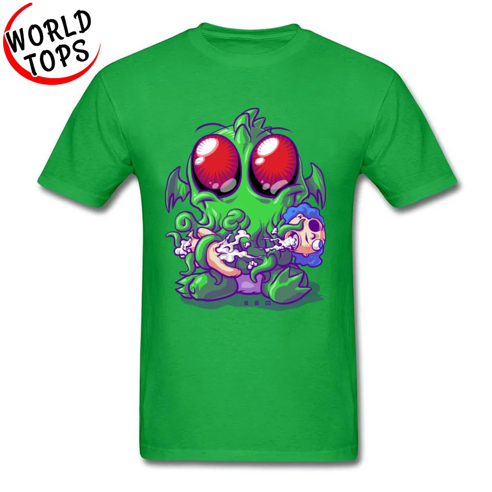 Customized Lil Cthulhu Mens Top T-shirts 2018 Fashion VALENTINE DAY Short Sleeve Tops Tees Crewneck Pure Cotton Tee Shirts Lil Cthulhu green