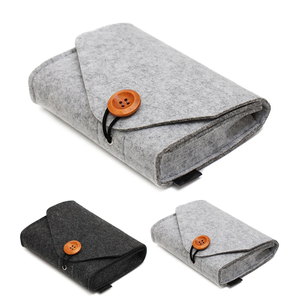 

Home Storage Organization 1 Pcs Key Coin Package Mini Felt Pouch Earphone SD Card Power Bank Data Cable Travel Organizer