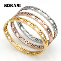 Delicate Hollow Roman Numeral Bracelets & Bangles Titanium Steel Bangle Fine Jewelry For Women Jewelry Pulseiras Top Quality 1