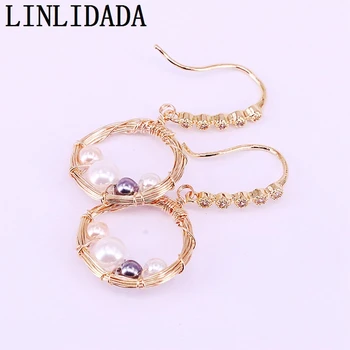 

5Pair New Design Fashion Gold Color Earrings For Women Simulate Pearl Jewelry Dangle Earring