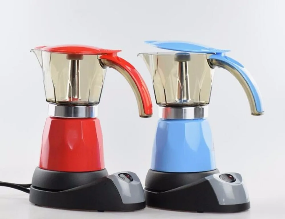 Free Shipping Electrical Espresso Coffee Moka Pot 6 Cups Red