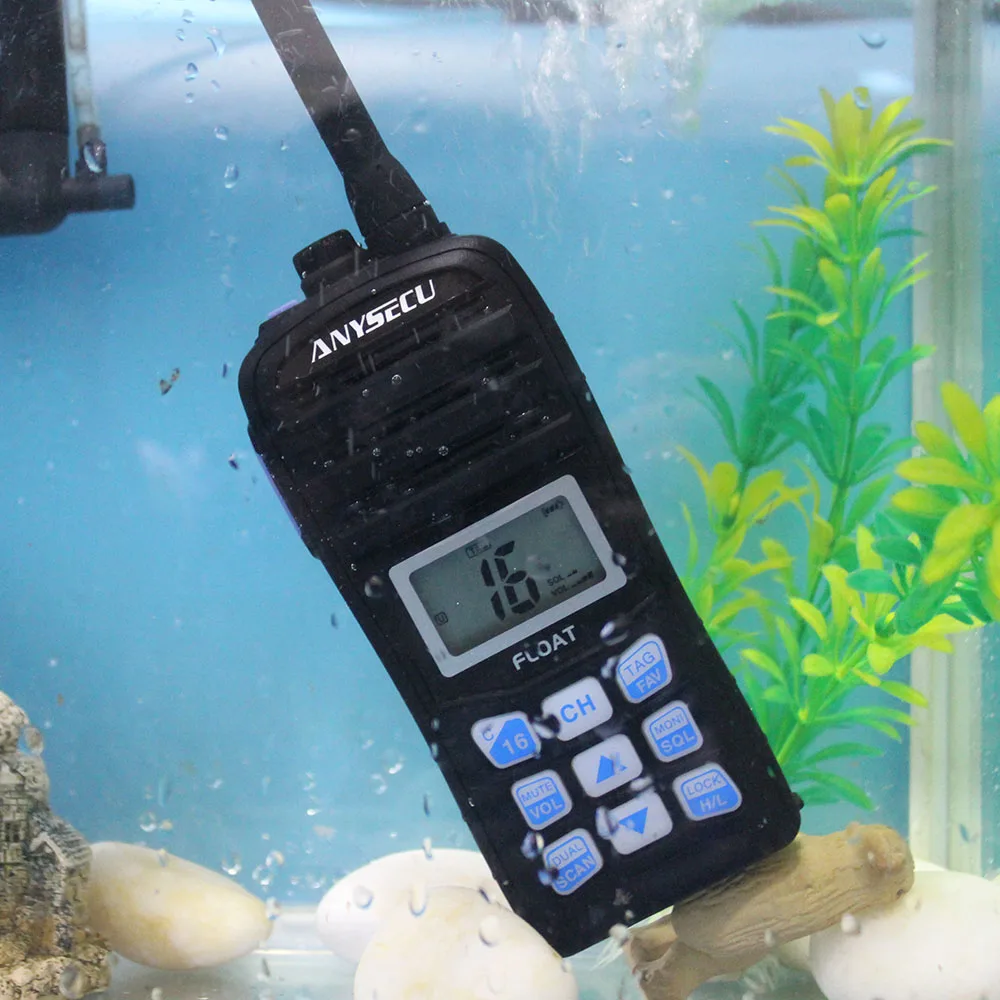 

ANYSECU VHF Marine Radio IC-H25 IP67 Waterproof International Channel Weather channel Float Walkie Talkie Auto scan 2 way Radio