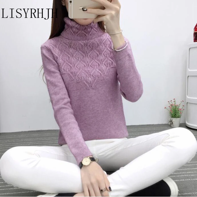 LISYRHJH 2020 New Women Turtleneck Winter Sweater Long Sleeve Knitted Sweaters And Pullovers Female Jumper Tricot Tops | Женская одежда