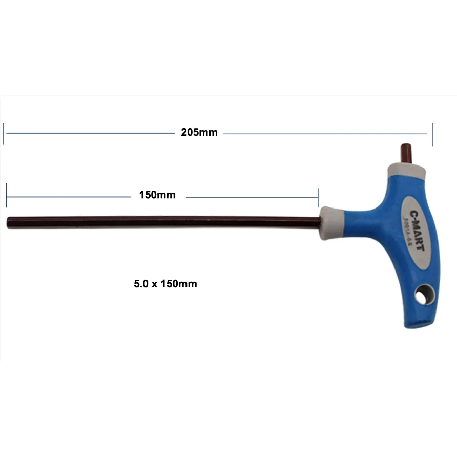 C-Mart ручной инструмент 2,5/3/4/5/6/8/10 мм хром-ванадиу Сталь внутренний шестигранный ключ, дюймовый стандарт Т-образная ручка, дюймовый стандарт allen шестигранный ключ разводной раздвижной гаечный ключ - Цвет: 5.0x150mm