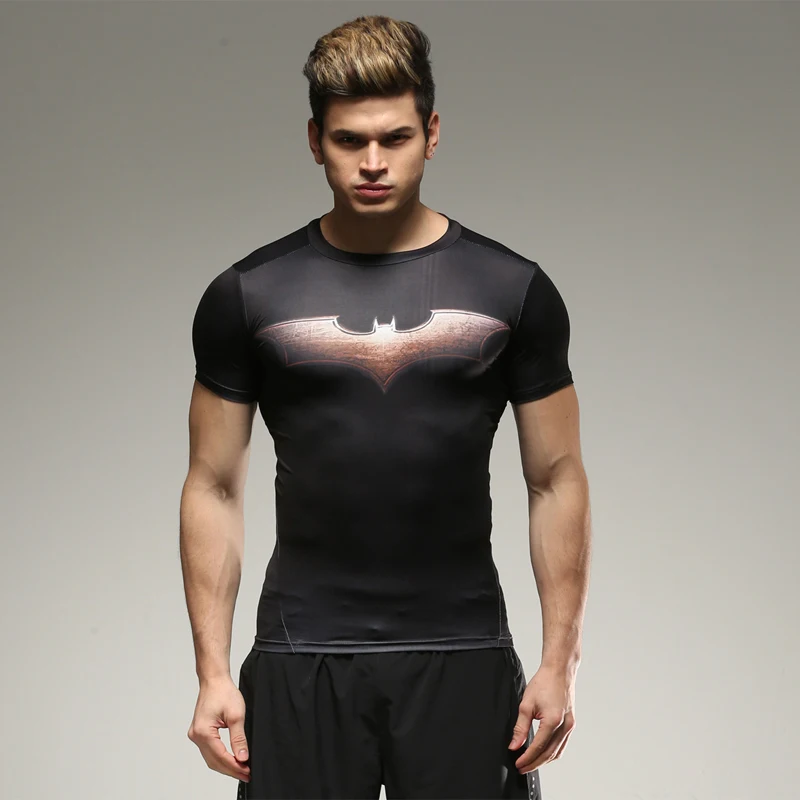 Men's T shirts Movie Batman Graphic Tee Shirts Compression Crew Neck
