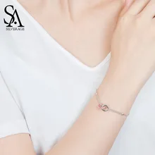 SA SILVERAGE Настоящее серебро 925 проба, круглые браслеты и браслеты для женщин, ювелирные украшения, цепочка, браслет женский