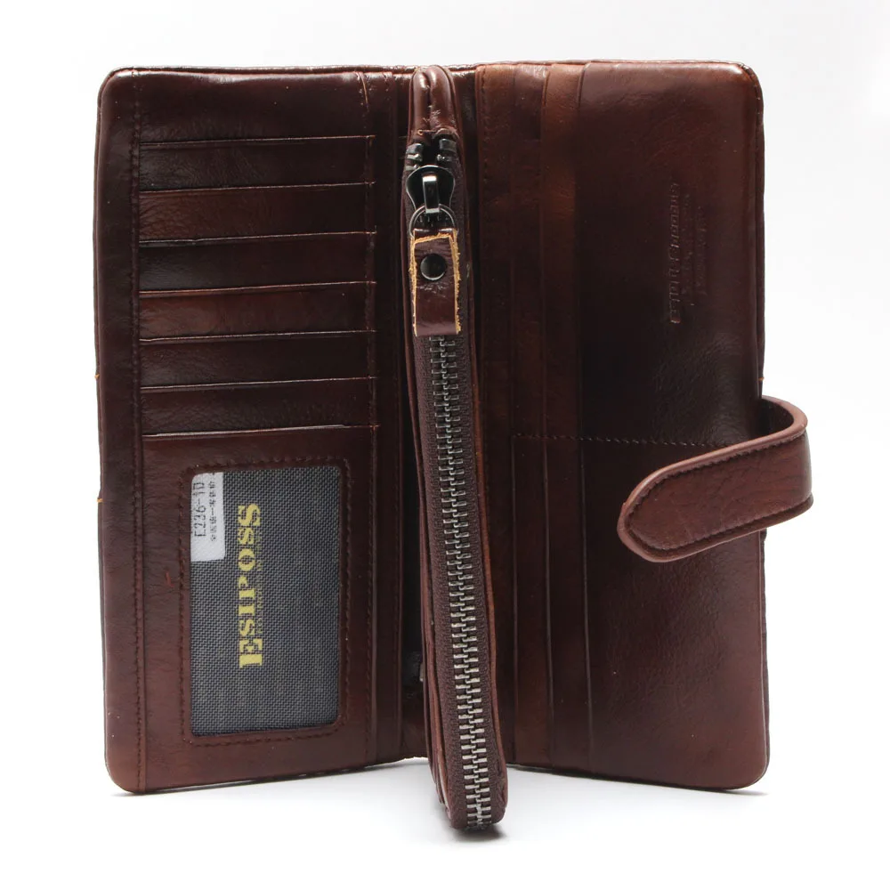 Retro wallet Men trifold Wallet Card Holder wallet Genuine Leather mobile Phone bag men Clutch ...