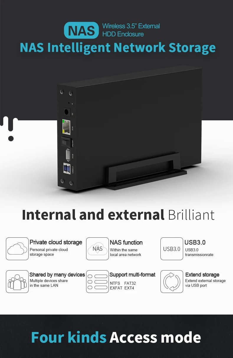 NAS hdd корпус 3,5 ''sata RJ45 USB3.0 беспроводной доступ к HDD в локальной сети быстрее и стабильнее, чем WiFi персональный облачный HDD 10-15 м/с