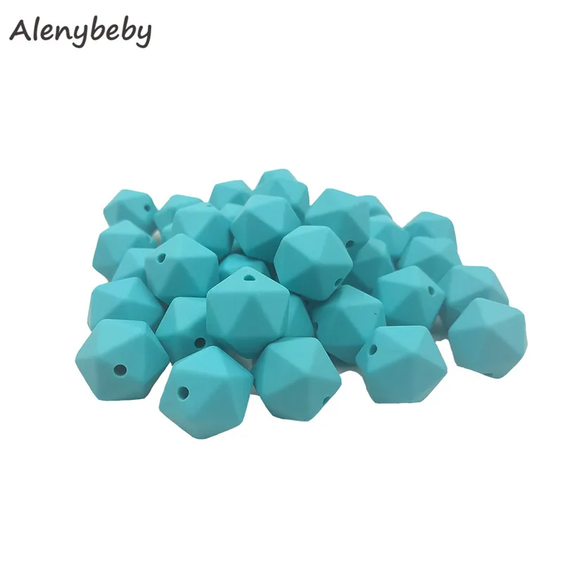 50pc 17mm Silicone Teether Beads Safe Icosahedron Shaped Candy Mix Color Teething Silicone Bead Toy BPA Free DIY Necklace Making