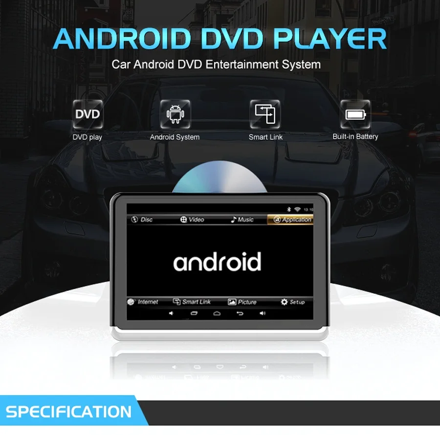 Navirider 10,1 \Android 6,0 bluetooth Стерео DVD Автомобильные аксессуары подголовник монитор портативный видео плеер для большинства транспортных средств Navirider 10,1 \Android 6,0 bluetooth Стерео DVD Автомобильные аксессуары подголовник монитор портативный видео плеер для большинства транспортных средств