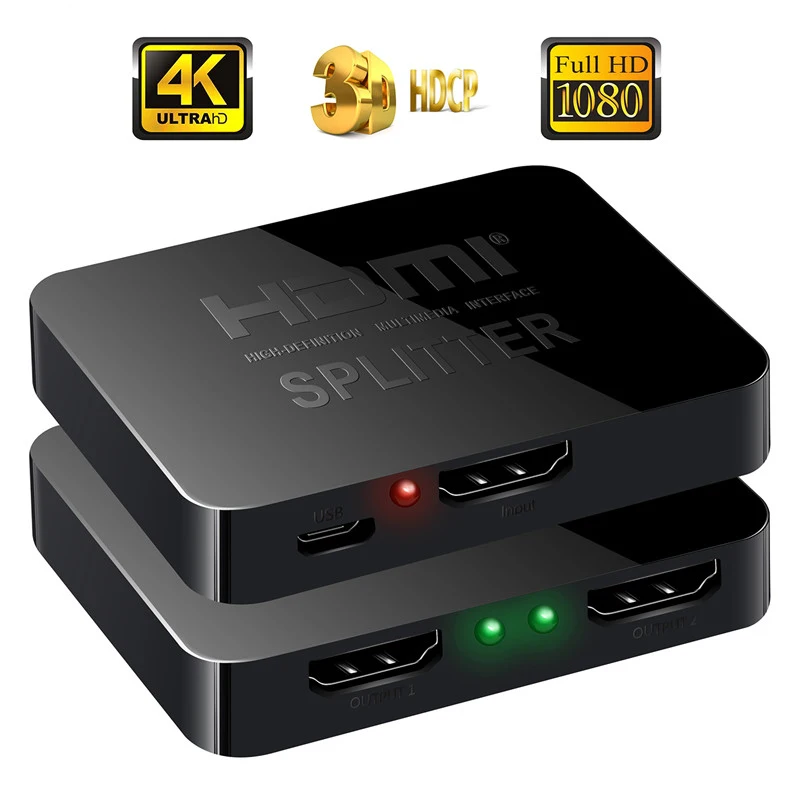 4k HDMI сплиттер 1 вход 2 выхода Switcher Box Hub Поддержка 3D 2160p1080p для XBOX360 PS3/4/5 | Электроника