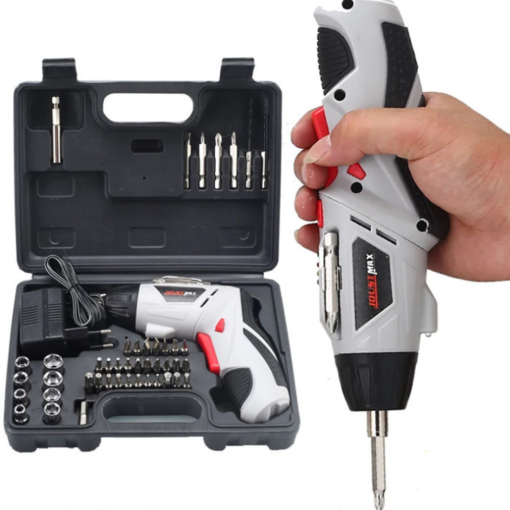 

Multifunctional Handle 4.8V Rechargeable Cordless Electric Screwdriver with Rotatable LED Light Screw Bits Boxed Suit