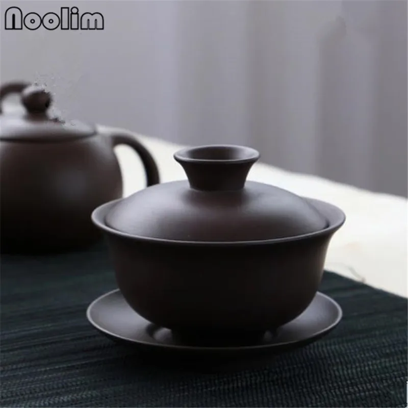 

1PC Purple Clay Gaiwan Teacups Chinese Kong Fu Tea Set Handmade Teaware Accessories