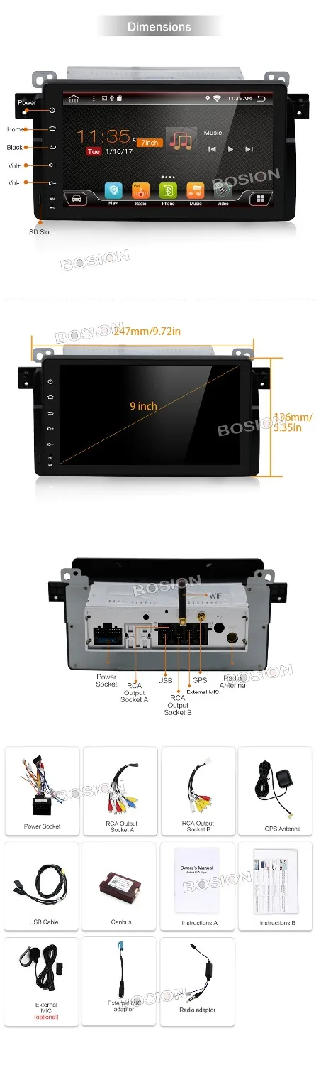 Perfect 9 inch Android 9.0 for bmw E46,M3,car dvd,gps navigation,wifi,4G LTE,BT,canbus,radio,RDS,2GB RAM,1024x600,support DVR,obd2 1